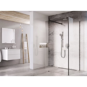 RAVAK Walk-In Corner Szett 110x80, zuhanykabin fekete+transparent