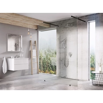 RAVAK Walk-In Free Szett 130,  zuhanykabin fekete+transparent