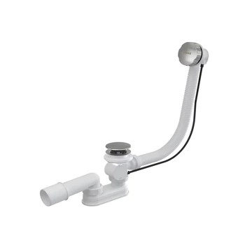 RAVAK Kád le/túlfolyószett 570mm bovdenes, kerek és krómozott fedél