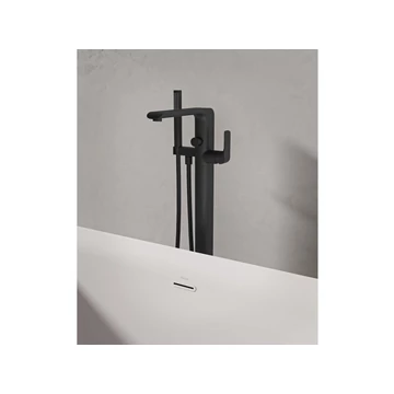 RAVAK Flat padlón álló kádcsaptelep szettel FL 080.20BL.RB07A, fekete