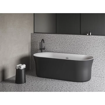 RAVAK Ypsilon 180x80, akrilkád, fekete/fehér, szabadonálló, fekete lefolyó