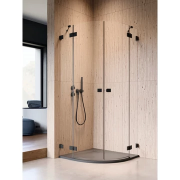 RADAWAY Essenza Pro Black PDD íves fekete zuhanykabin 80x100 átlátszó