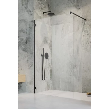 RADAWAY Essenza Pro Black Walk-in fekete zuhanyfal 135 átlátszó