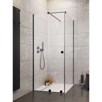 RADAWAY Furo Black KDJ RH szögletes fekete zuhanykabin 100x120 átlátszó balos