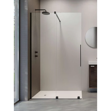 RADAWAY Furo Black Walk-in fekete zuhanyfal 90 átlátszó jobbos