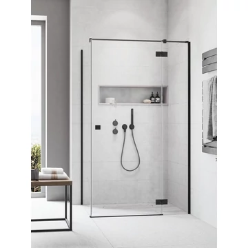 RADAWAY Essenza Black KDJ szögletes fekete zuhanykabin 120x120 átlátszó balos