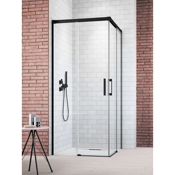 RADAWAY Idea Black KDD szögletes fekete zuhanykabin 80x80 átlátszó