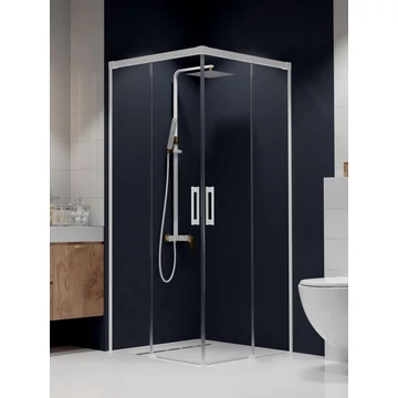 RADAWAY Idea White KDD szögletes fehér zuhanykabin 120x120 átlátszó