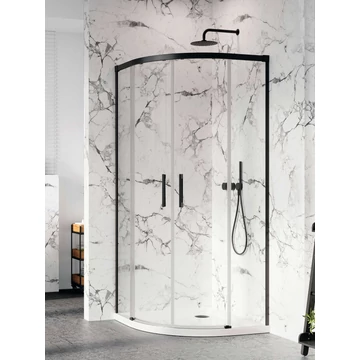 RADAWAY Idea Black PDD íves fekete zuhanykabin 90x90 átlátszó