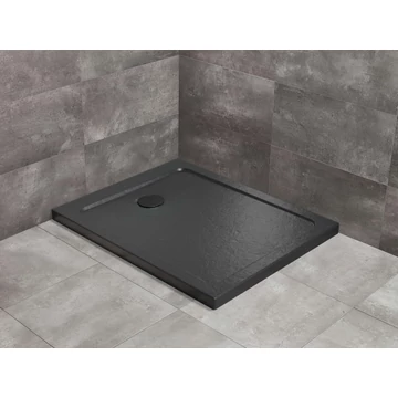 RADAWAY Doros Stone F szögletes lapos zuhanytálca 140x80 fekete, ajándék szifonnal