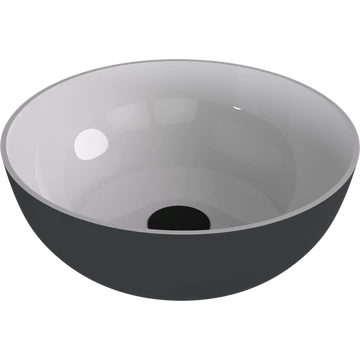 BANERA ROUND öntöttmárvány mosdó, átm:39cm, fehér/matt antracit