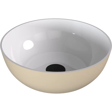 BANERA ROUND öntöttmárvány mosdó, átm:39cm, fehér/matt bézs