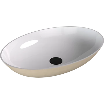 BANERA OVAL öntöttmárvány mosdó, 60x40cm, fehér/matt bézs