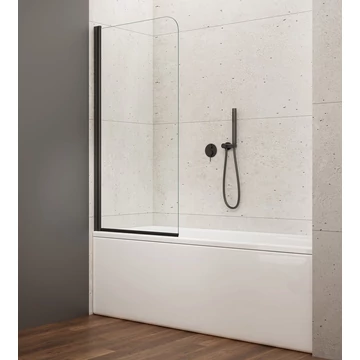 AQUALINE VILMA kádparaván, 60x140cm, transzparent üveg, fekete