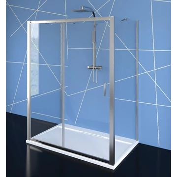 POLYSAN EASY LINE zuhanyajtó 2 oldalfallal, 2 merevítővel, 1400x800mm, transzparent üveg