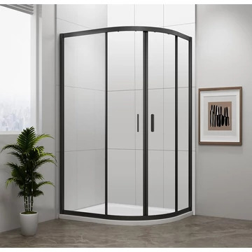 POLYSAN EASY LINE BLACK íves zuhanykabin, 1000x800mm, matt fekete profil/transzparent üveg