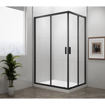 POLYSAN EASY LINE BLACK szögletes zuhanykabin, 900x800mm, matt fekete profil/transzparent üveg