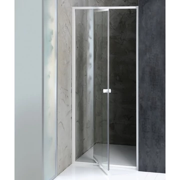 AQUALINE AMICO nyílóajtó fix résszel, 100-122x185cm, fehér profil, transzparent üveg