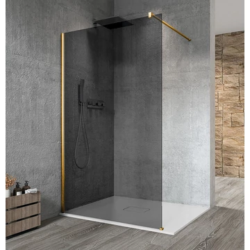 VARIO GOLD MATT Fix zuhanyfal, fali profillal, merőleges merevítő nélkül, füst üveg, 1000mm