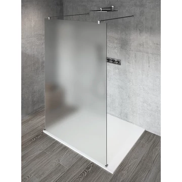 VARIO CHROME Szabadon álló zuhanyfal merőleges merevítőkkel, matt üveg, 1100mm