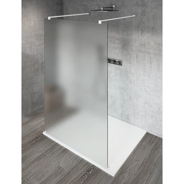 VARIO WHITE Szabadon álló zuhanyfal merőleges merevítőkkel, matt üveg, 1200mm