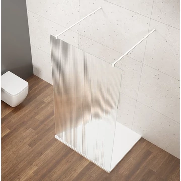 VARIO WHITE Szabadon álló zuhanyfal merőleges merevítőkkel, nordic üveg, 900mm