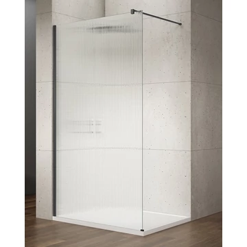 VARIO BLACK Fix zuhanyfal, fali profillal, merőleges merevítő nélkül, nordic üveg, 900mm