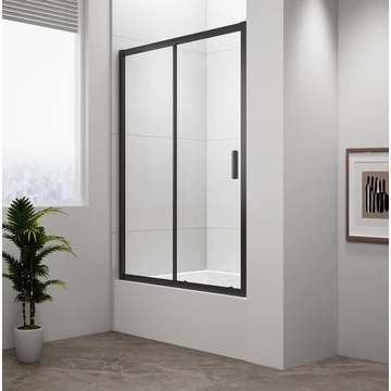 POLYSAN DEEP BLACK zuhanyajtó kádperemre, 1200x1650mm, matt fekete profil/transzparent üveg