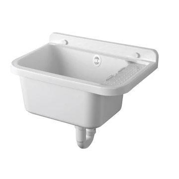 AQUALINE Fali kiöntő rakodó felülettel, szifonnal, 50x34cm, PVC, fehér