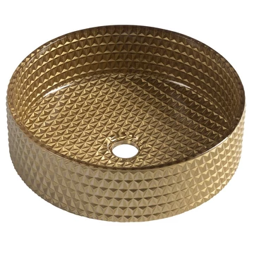 MARAGUA gravírozott üvegmosdó, átm:39,5 cm, arany