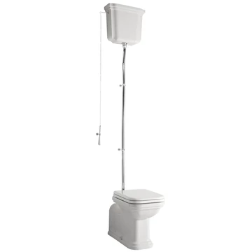 KERASAN WALDORF álló WC, alsó/hátsó kifolyású, tartállyal, öblítőmechanikával, ülőke nélkül, fehér/króm