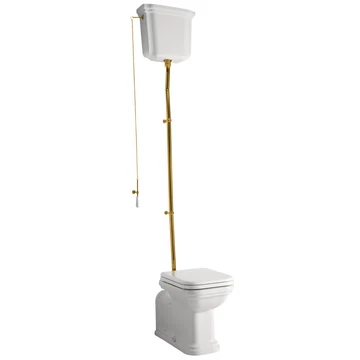KERASAN WALDORF álló WC, alsó/hátsó kifolyású, tartállyal, öblítőmechanikával, ülőke nélkül, fehér/króm