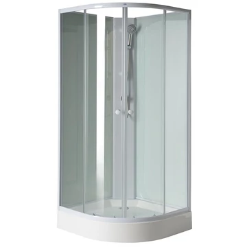 AQUALINE AIGO íves zuhanybox, 90x90x206cm, fehér profil, transzparent üveg