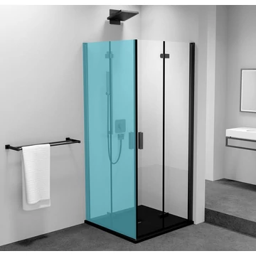 POLYSAN ZOOM LINE BLACK harmónikaajtó, jobbos 800mm, transzparent üveg