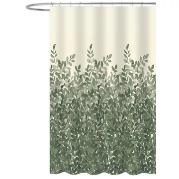 AQUALINE zuhanyfüggöny, 180x200cm, polyester, zöld növényes