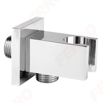 FERRO Sarokcsatlakozó zuhanycsőhöz, zuhanytartóval, szögletes, 1/2", króm