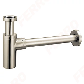 FERRO ROTONDO hengeres búraszifon, állítható lefolyó, rozettával, 5/4”x32 mm, szálcsiszolt nikkel