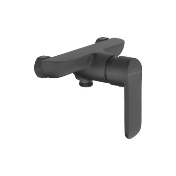 INVENA SIROS BLACK zuhanycsaptelep, fali, zuhanyszett nélkül, fekete, waterplating bevonat