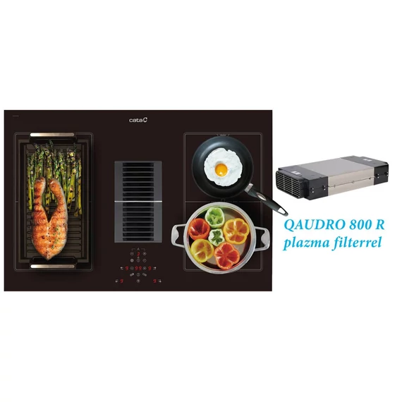 CATA - Beépíthető főzőlap kerámia indukciós, beépített elszívóval AS-750 + plazma filter QUADRO 800 R