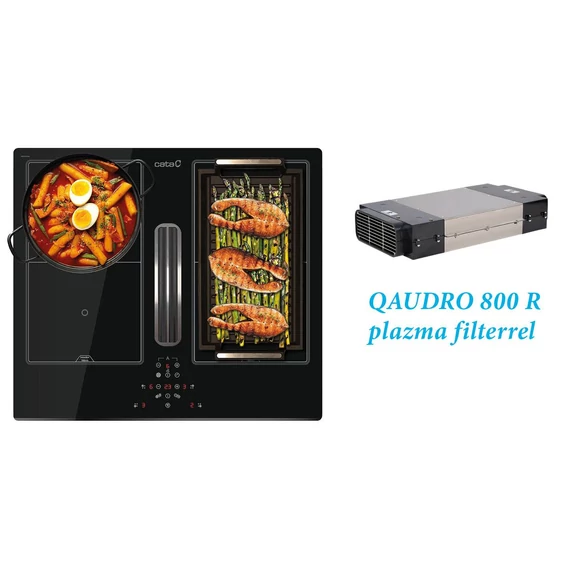 CATA - Beépíthető főzőlap kerámia indukciós, beépített elszívóval AS-600 + plazma filter QUADRO 800