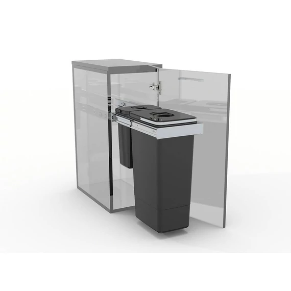 EKOTECH - Beépíthető hulladékgyűjtő SMART Inox 1x26 liter+1x7 liter lágyan záródó