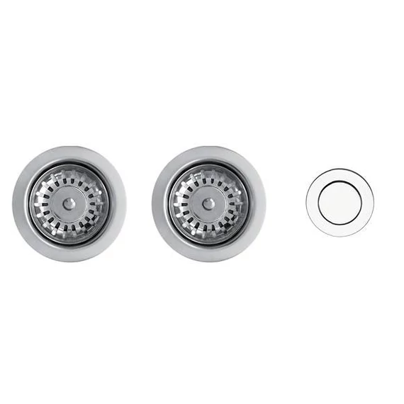 ELLECI - ASP23002 (PUSH-CONTROL POP-UP) automata dugókiemelő kétmedencés mosogatóhoz inox