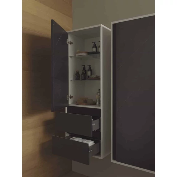 KOLPA SAN Pandora P1301 szekrény, ajtóval és fiókokkal BL STONE/fekete kő