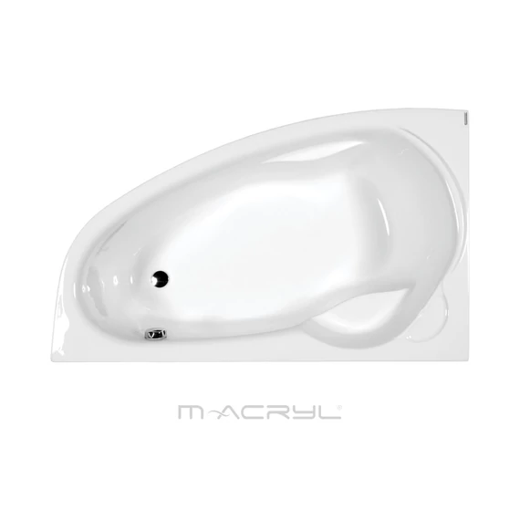 M-ACRYL Liza aszimmetrikus akril kád 140x90 balos + Ajándék kádláb és peremrögzítő