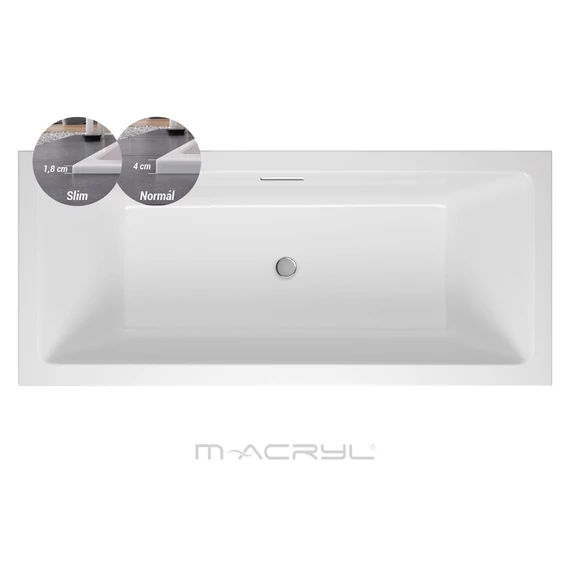 M-ACRYL Sabina Pro Slim egyenes akril kád 180x80 + Ajándék kádláb és peremrögzítő