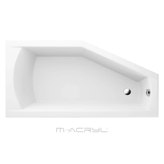 M-ACRYL Venus aszimmetrikus akril kád 140x90 balos + Ajándék kádláb és peremrögzítő