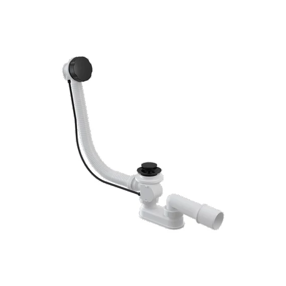 M-ACRYL Grande automata le- és túlfolyó szifonnal, Grande kádhoz (120 cm) fekete kivitel