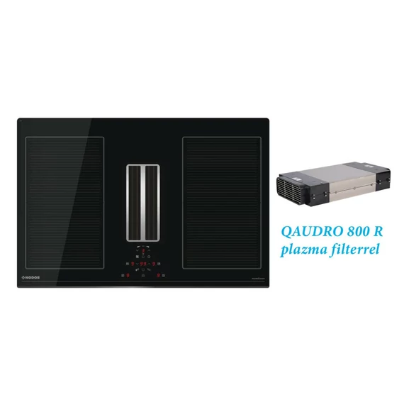 NODOR - Indukciós főzőlap beépített elszívóval NorCoock IS-N7220 BK + plazma filter QUADRA 800 R