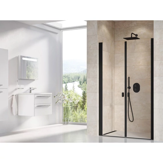 RAVAK Chrome CSDL2-90 zuhanyajtó fekete+transparent