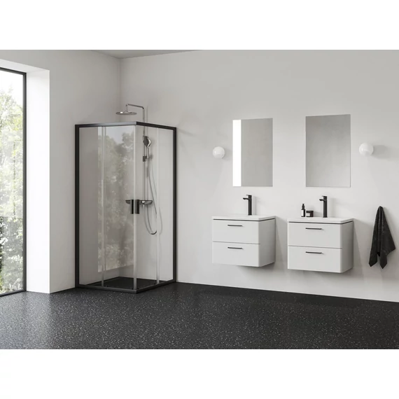 RAVAK Blix II NBLRV2 90x90 zuhanykabin fekete+transparent